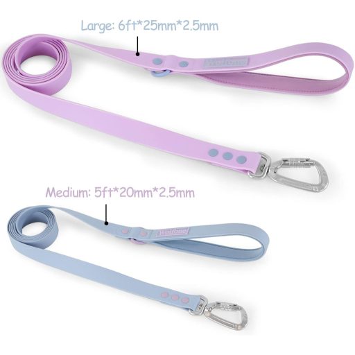 Wolfone Lila Vízálló Kutyanyakörv és Póráz Szett, Állítható, Gyorskioldós (L)