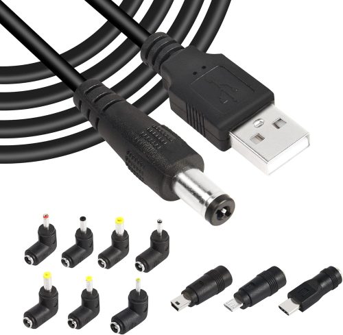 GINTOOYUN USB 2.0 - DC 5V Univerzális Töltőkábel 10 Csatlakozóval, 153 cm - Routerekhez, Hangszórókhoz, Telefonokhoz, Ventilátorokhoz