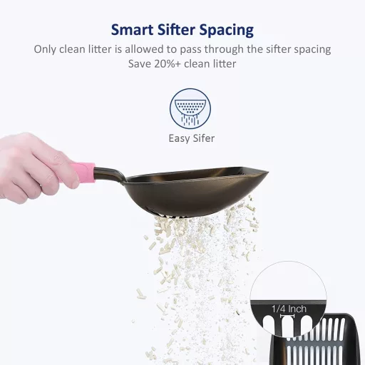 WePet hliníková lopatka na mačacie WC, veľkosť M, ružová s rúčkou