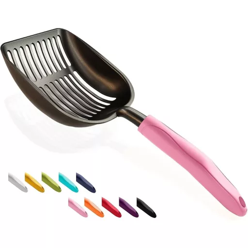 WePet hliníková lopatka na mačacie WC, veľkosť M, ružová s rúčkou