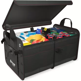   ATHLON TOOLS Premium Csizmatáska Fedéllel 60L XXL Szervezőtáska Vízálló Erős - Black / Red Decorative Stitching