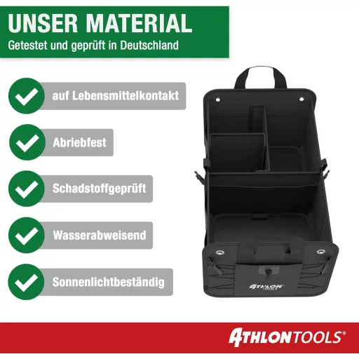 ATHLON TOOLS Premium Csizmatáska Fedéllel 60L XXL Szervezőtáska Vízálló Erős - Black / Red Decorative Stitching