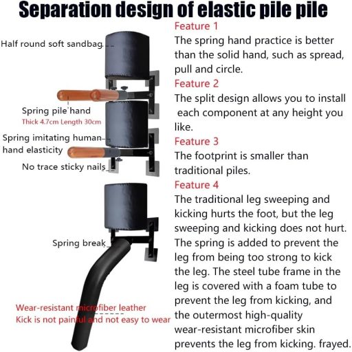 DYK&NX Falra szerelhető Wing Chun fa bábú rugós karokkal, harcművészeti edzőbábu