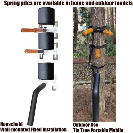 DYK&NX Falra szerelhető Wing Chun fa bábú rugós karokkal, harcművészeti edzőbábu