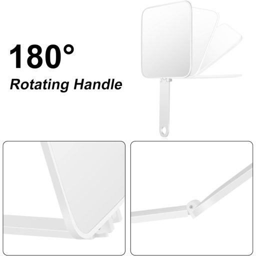 OSDUE Kézi Tükör - Összecsukható Asztali Smink Tükör Fogantyúval, 180° Forgatható, Négyzet Alakú Hordozható Kozmetikai Tükör Utazáshoz
