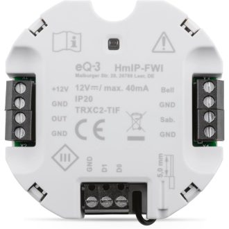   Homematic IP Wiegand Rozhranie – Konektor pre kódový zámok na integráciu do systému Smart Home, sivý, 12 V, eQ-3 AG HmIP-FWI