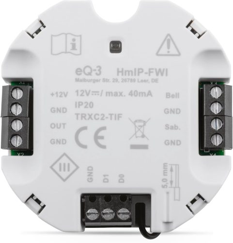 Homematic IP Wiegand Interfész - Smart Home Rendszerbe Integrálható Kódzár Csatlakozó, Szürke, 12V, eQ-3 AG HmIP-FWI