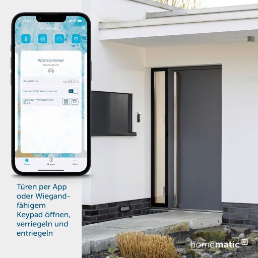 Interfață Wiegand Homematic IP - Conector de blocare cu cod integrabil în sistemele Smart Home, Gri, 12V, eQ-3 AG HmIP-FWI