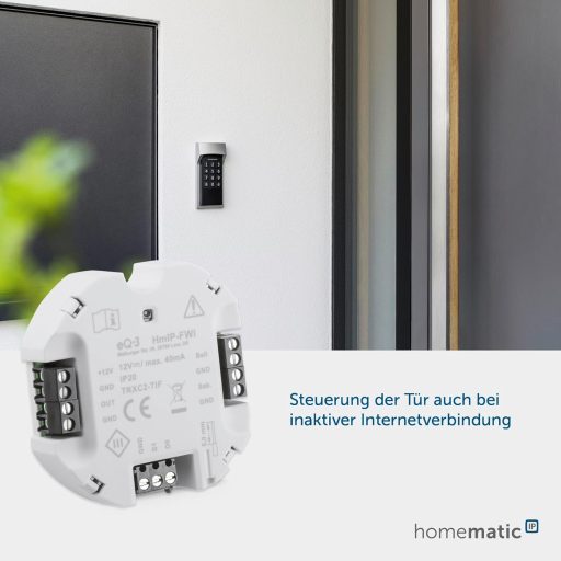 Interfață Wiegand Homematic IP - Conector de blocare cu cod integrabil în sistemele Smart Home, Gri, 12V, eQ-3 AG HmIP-FWI