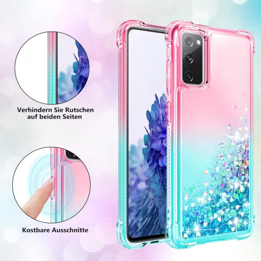 Husă Pilaru Samsung Galaxy S20 FE - Husă transparentă cu sclipici lichid, carcasă de protecție subțire și moale din silicon TPU rezistentă la șocuri pentru femei, spate telefon mobil