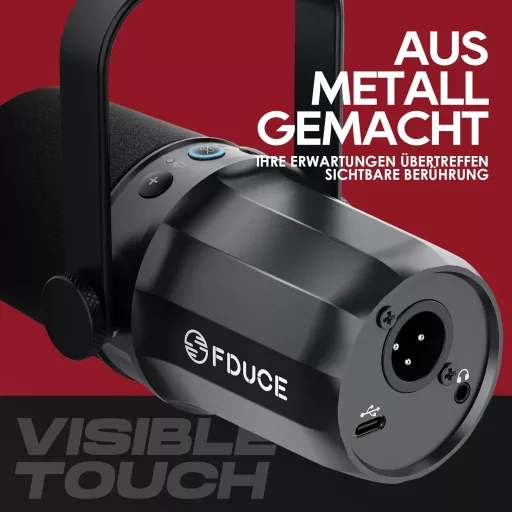 FDUCE SL40 Profi Streaming Mikrofon USB/XLR Csatlakozással, Beépített Fejhallgató Kimenettel - Black, SL40 USB, XLR