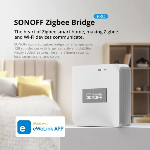 SONOFF ZigBee Bridge Pro - Hub Smart Home cu Wi-Fi și ZigBee, Mod Securitate, Control prin Aplicație, Actualizare OTA a Dispozitivelor