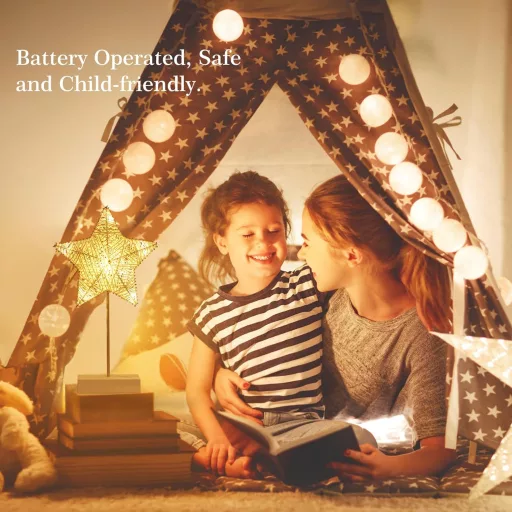 Lewondr Stolná lampa v tvare hviezdy - LED dekorácia na batérie na Vianoce, svadbu - Teplé biele nočné svetlo do detskej izby, obývačky