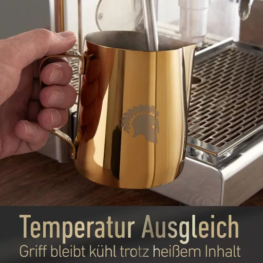 Barista Legends Rozsdamentes Acél Tejkiöntő 350ml Különleges Latte Art Kiöntőcsőrrel - Arany Színű Barista Kancsó Kávérajzoláshoz