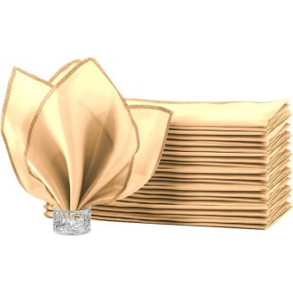   HEMERIEN 12 darabos szatén asztalterítő szett, 20x20 inch, champagne arany, esküvő és ünnepségekhez