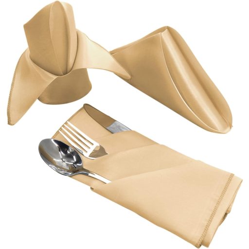 HEMERIEN 12 darabos szatén asztalterítő szett, 20x20 inch, champagne arany, esküvő és ünnepségekhez