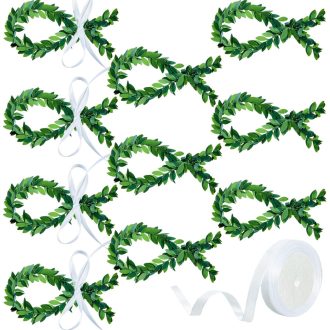   BBTO 10 db-os Hal Alakú Elsőáldozási Dekoráció Szett - Fiúknak és Lányoknak, Rattán Levelekkel, Szalaggal, Asztali Díszítéshez, Keresztelőre