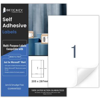   BETCKEY A4 Öntapadós Nyomtatható Mattkivitelű Etikett 20 lap Tintasugaras és Lézernyomtatóhoz