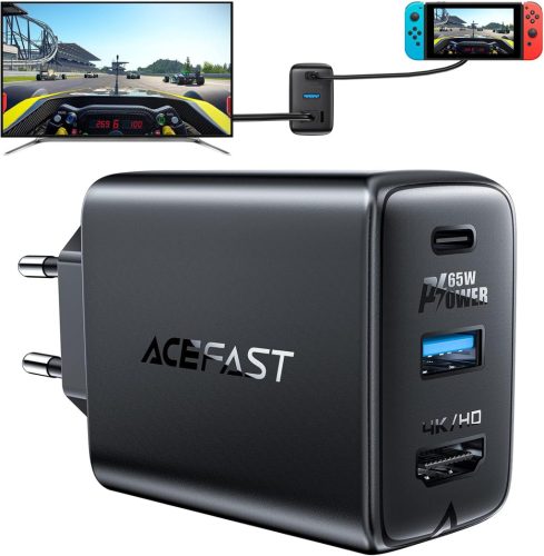 ACEFAST 65W GaN USB-C gyorstöltő 4K HDMI kimenettel, 100W kábellel - MacBook, iPad, Switch kompatibilis