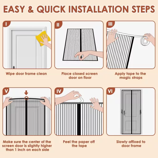 Magnetická sieťka na dvere FORTRY 100x210 cm, inštalácia bez lepenia a vŕtania