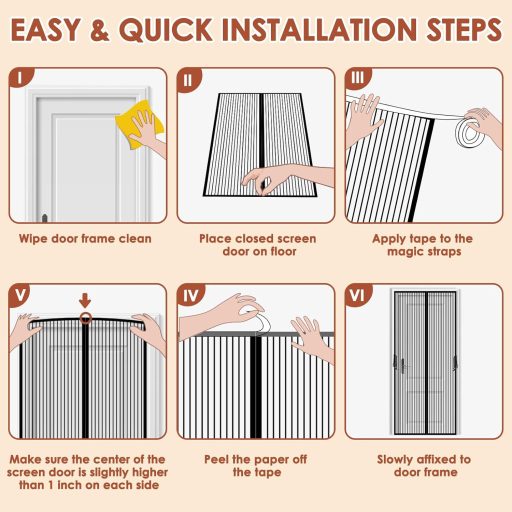 FORTRY Mágneses Szúnyogháló Ajtóra 100x210cm Ragasztós Telepítés Nélkül Fúrás