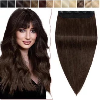   SEGO Extensii de păr cu clips din păr uman natural 22 inch Maro Mediu #4 100g
