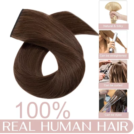 SEGO Valódi Emberi Hajból Készült Csiptetős Hajhosszabbítás 22 Inch Közepes Barna #4 100g