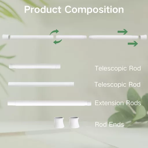 Venwemong Teleskopska Šipka za Zavjese Bez Bušenja 75-175 cm Kupaonica Ormar