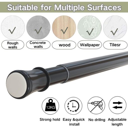 Bară telescopică pentru perdea Venwemong, fără găurire, 75-175 cm, baie, dressing.