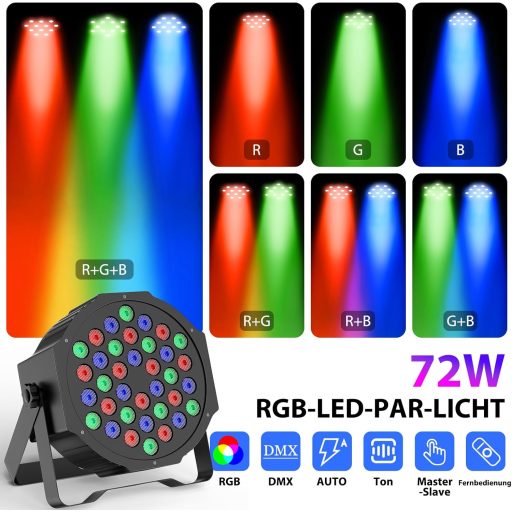 SKSBTF 4db RGB LED Par Lámpa 72W DMX512 Távirányítóval Diszkó Színpadi Fény