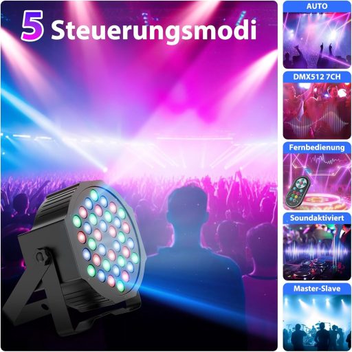 SKSBTF 4db RGB LED Par Lámpa 72W DMX512 Távirányítóval Diszkó Színpadi Fény