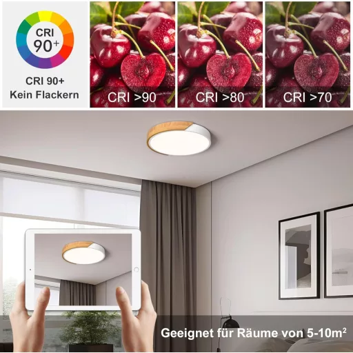 Lampă de tavan LED Qamra 30 cm alb design modern din lemn living dormitor bucătărie - 30 cm, Alb