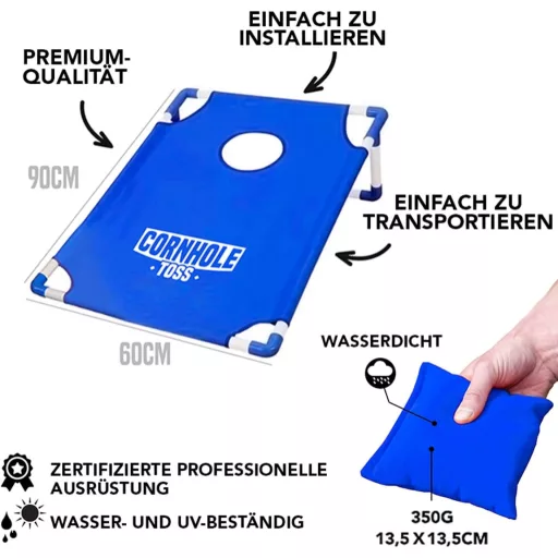 Original Cup Cornhole Set - Igra vještine američke veličine - Prijenosni PVC okvir, 8 vrećica za bacanje, s torbom - Za vrt, plažu,
