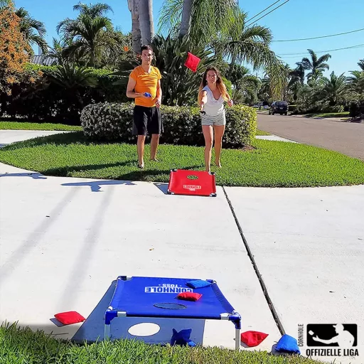 Original Cup Cornhole Set - Igra vještine američke veličine - Prijenosni PVC okvir, 8 vrećica za bacanje, s torbom - Za vrt, plažu,