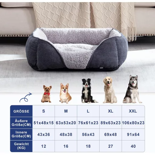 JOEJOY Kutyaágy Nagyobb Kutyáknak Szürke Mosható Puha Kutyakosár 76x61x23cm