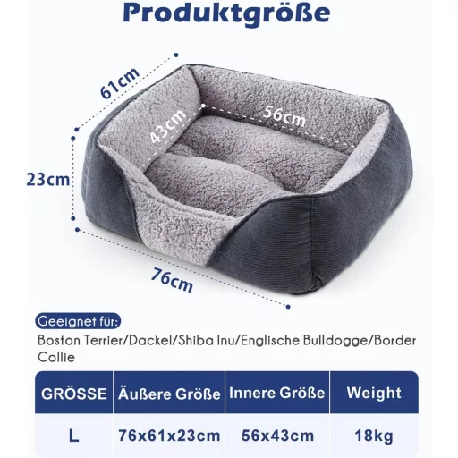 JOEJOY Kutyaágy Nagyobb Kutyáknak Szürke Mosható Puha Kutyakosár 76x61x23cm