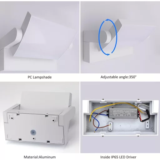 Klighten 24W Kültéri Fali Lámpa IP65 Vízálló LED Panellel, 1500 Lumen, Természetes Fehér