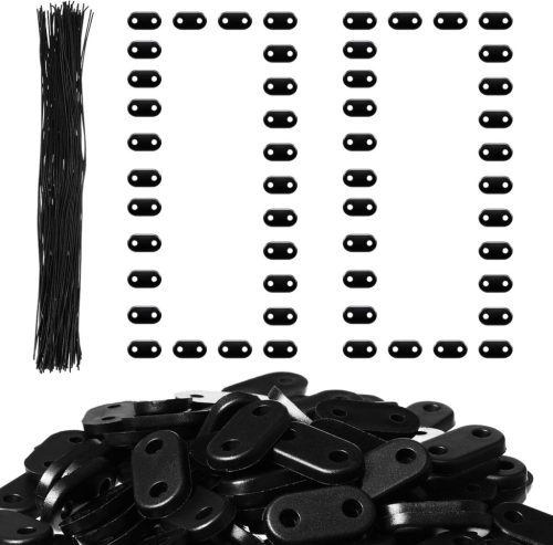 Kit Photect de fixare rezistent la intemperii - 100 cleme PVC negre și 100 elemente de fixare pentru garduri, separatoare de grădină, cu legături de cablu