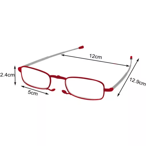 Ochelari de citit pliabili cu filtru de lumină albastră MMOWW, cu brațe telescopice și toc, roșu +3.5, pentru bărbați și femei.