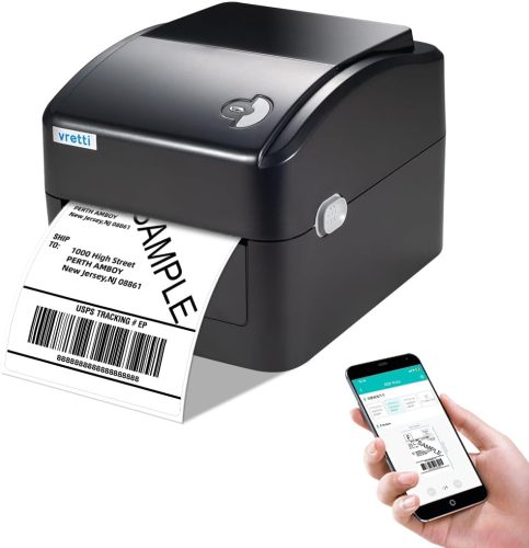 Imprimantă Bluetooth pentru Etichete vretti, 101*152 cm, Termică - Suport XXL pentru Hârtie, Siguranță Scanare 99,99%, Durată de Viață de 3X Mai Lungă, Fără Cartuș de Cerneală