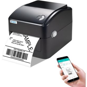   vretti Bluetooth Címkenyomtató DHL 101*152cm  Hőnyomtató - XXL Papírtartó, 99,99% Szkennelési Biztonság, 3X Hosszabb Élettartam, Festékpatron Nélkü