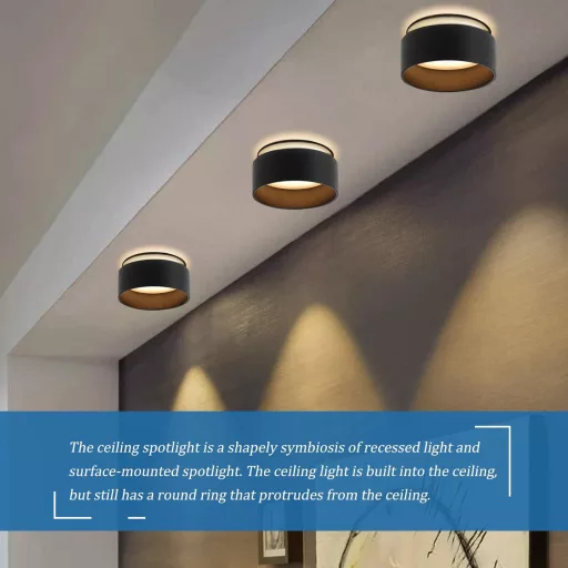 KYOTECH Indirekt Mennyezeti Spotlámpa LED 5W Meleg Fehér 3000K 400LM Fekete