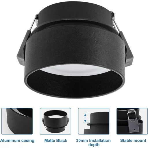 KYOTECH Indirekt Mennyezeti Spotlámpa LED 5W Meleg Fehér 3000K 400LM Fekete
