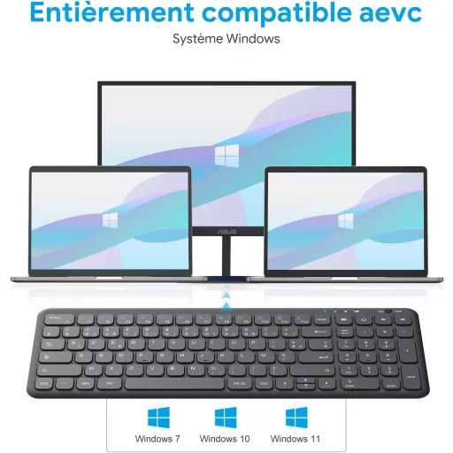 OMOTON Wireless 2.4GHz AZERTY Billentyűzet Numerikus Billentyűzettel PC Windows Számítógéphez Csendes Fekete