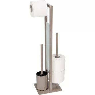   Set WC cu suport pentru perie și suport hârtie Wenko Rivalta, cu despărțitor din sticlă, oțel mat, 70 cm