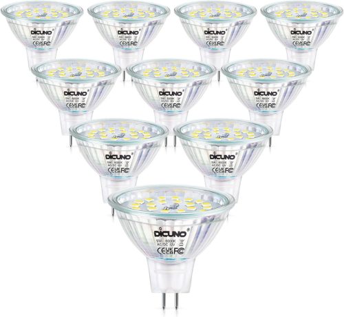 DiCUNO GU5.3 LED Izzó, Dimmelhető MR16 Spotlámpak, 5W (50W Halogén Helyett), 6000K Hideg Fehér, 500LM, 120° Szórási Szög, Energiatakarékos, 