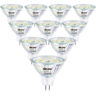   Bec LED GU5.3 DiCUNO, Spoturi MR16 Dimmabile, 5W (Echivalent 50W Halogen), 6000K Alb Rece, 500LM, Unghi Fascicul 120°, Economic,
