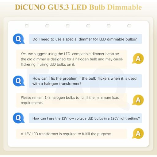 Bec LED GU5.3 DiCUNO, Spoturi MR16 Dimmabile, 5W (Echivalent 50W Halogen), 6000K Alb Rece, 500LM, Unghi Fascicul 120°, Economic,