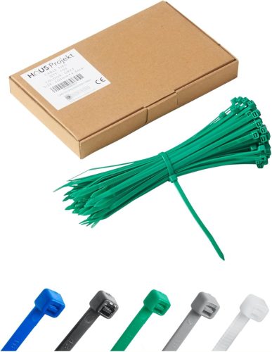 Set 100 bucăți bride verzi, rezistente la UV, 200mm x 4.8mm - Organizatoare de cabluri din nylon pentru exterior și interior, coliere de fixare pentru casă, birou, grădină.