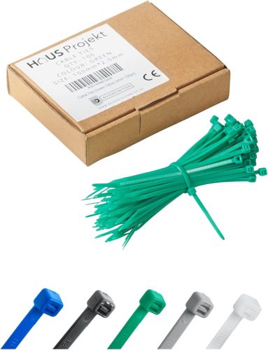 Buydefinition 100 bucăți coliere de cabluri verzi 100mm x 2.5mm - Organizator cabluri nylon rezistent la UV, pentru utilizare la exterior și interior, casă, birou, grădină, g